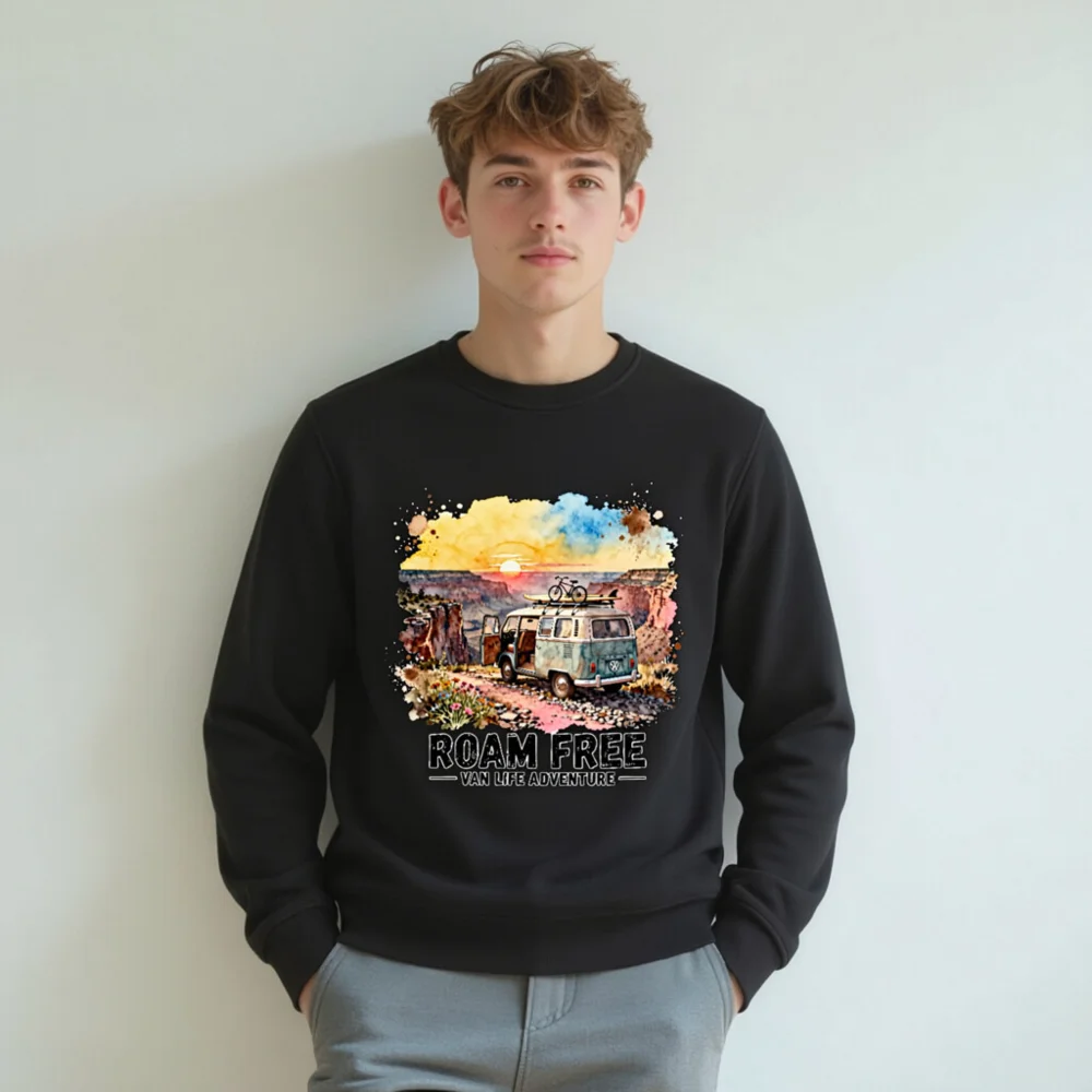 Roam Free Van Life Sweatshirt – Unisex Organic Cotton Crewneck - Image 8