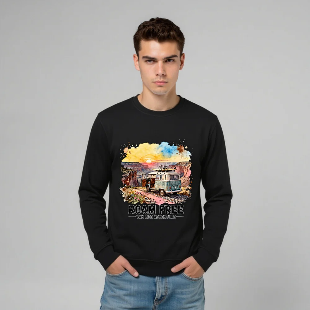 Roam Free Van Life Sweatshirt – Unisex Organic Cotton Crewneck - Image 10