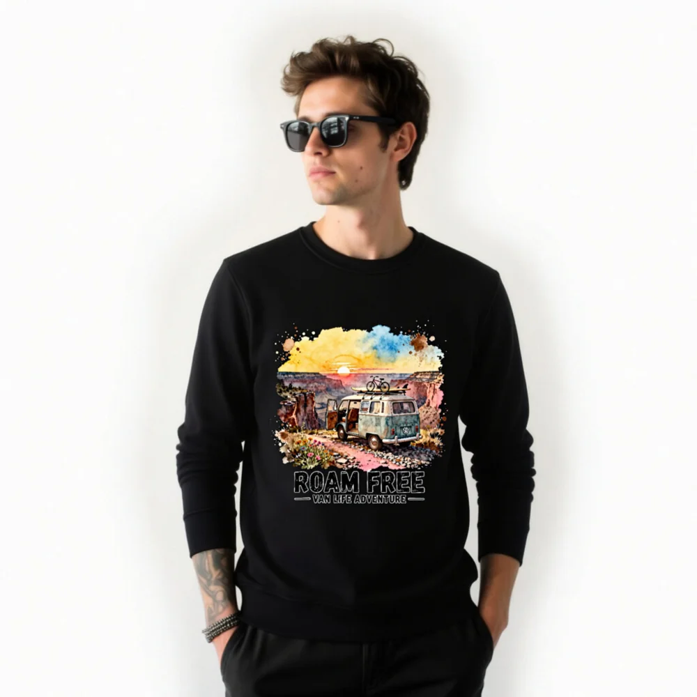 Roam Free Van Life Sweatshirt – Unisex Organic Cotton Crewneck - Image 11