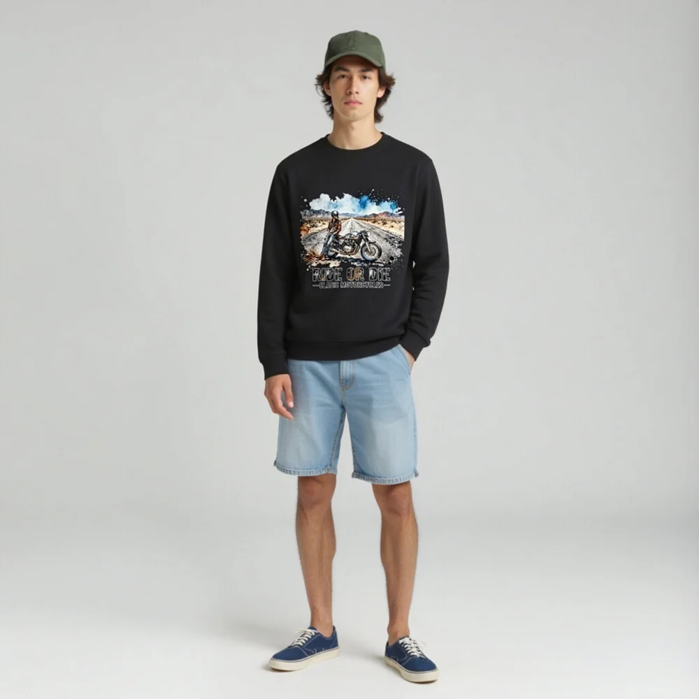 Ride or Die Classic Motorcycles Unisex Organic Sweatshirt - Image 3