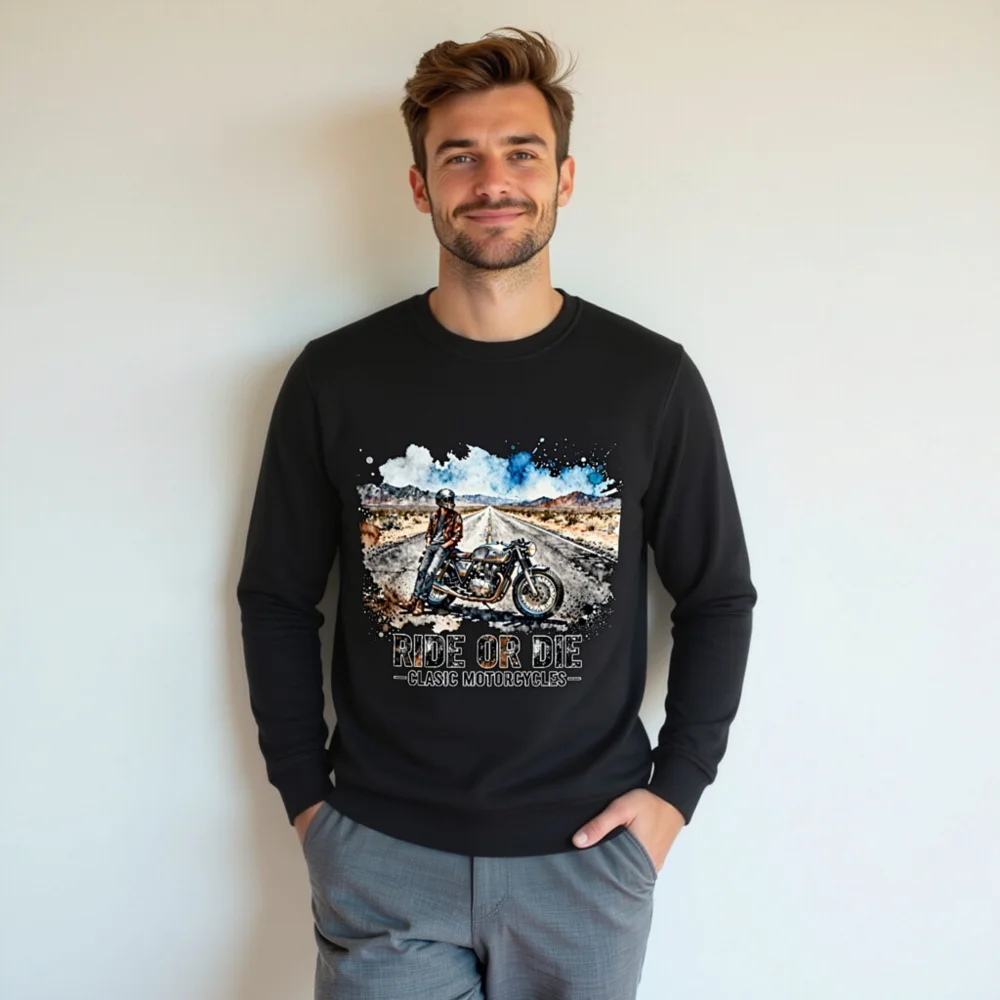 Ride or Die Classic Motorcycles Unisex Organic Sweatshirt - Image 7