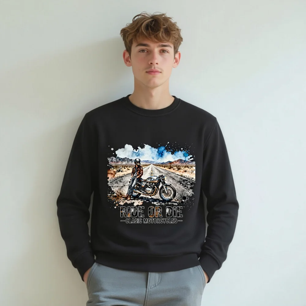 Ride or Die Classic Motorcycles Unisex Organic Sweatshirt - Image 8