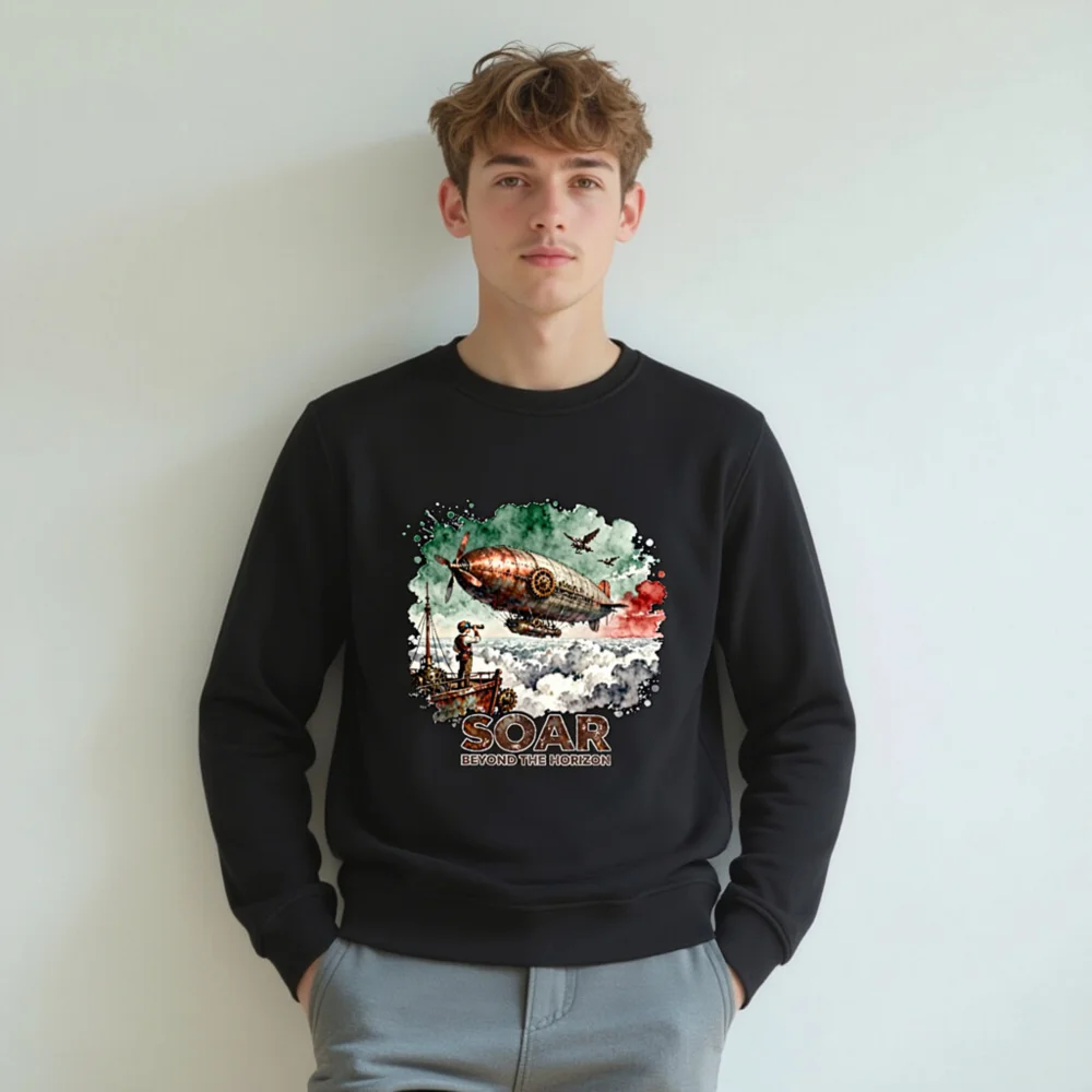 Steampunk Airship Sweatshirt – Unisex Organic Cotton Pullover - Image 8