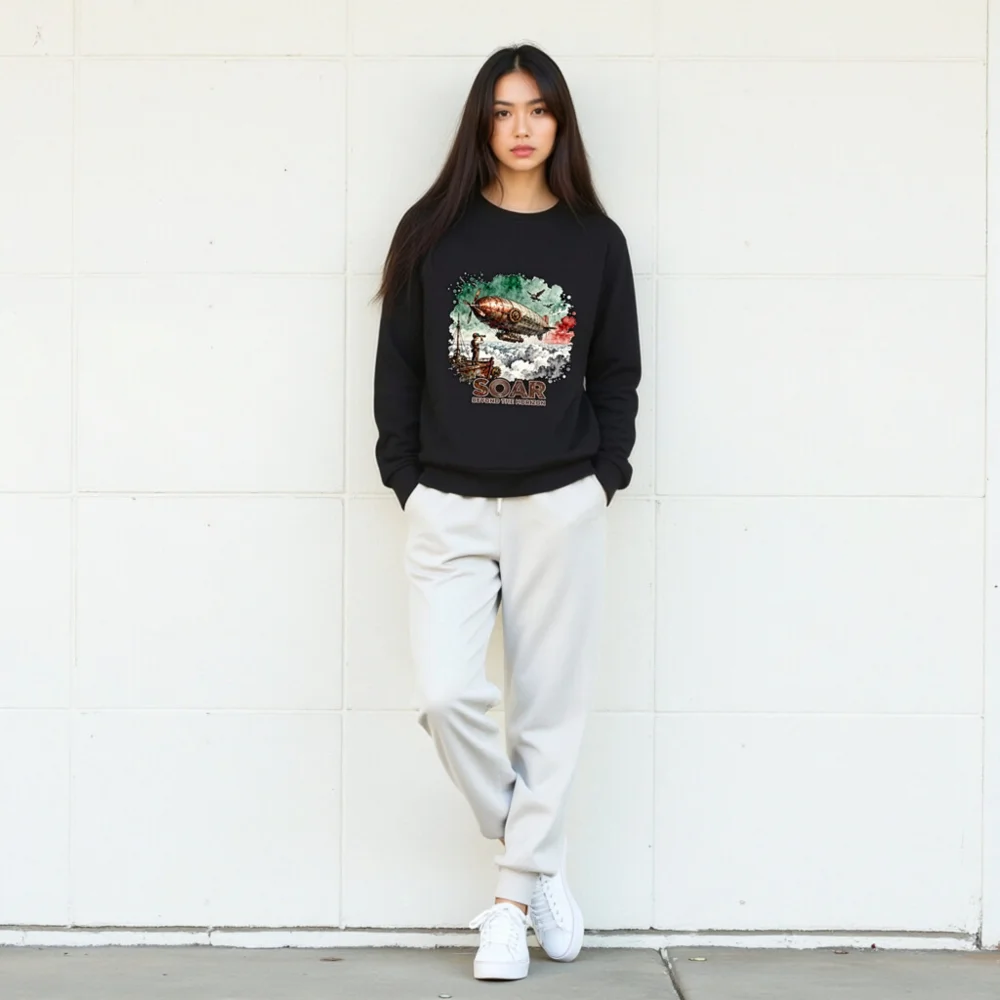 Steampunk Airship Sweatshirt – Unisex Organic Cotton Pullover - Image 9
