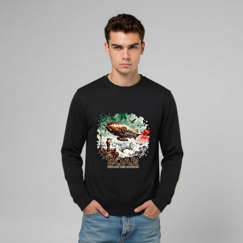 Steampunk Airship Sweatshirt – Unisex Organic Cotton Pullover - Image 10