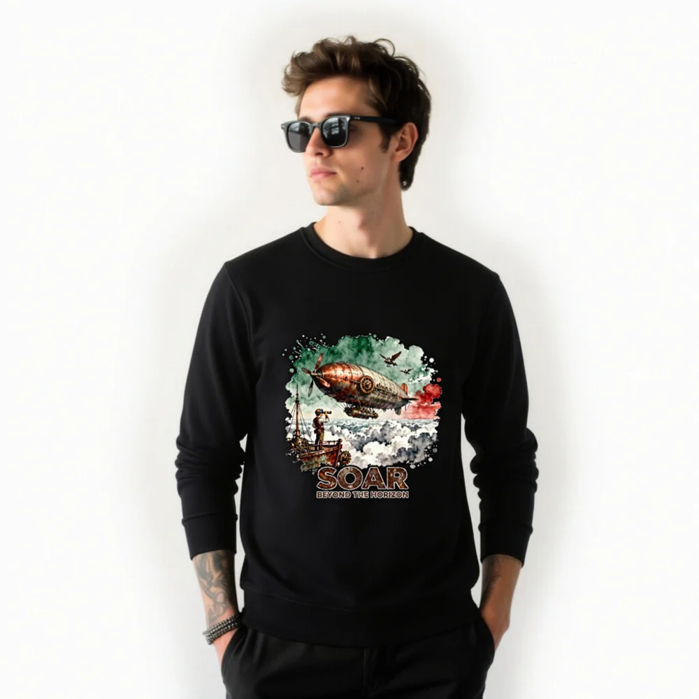 Steampunk Airship Sweatshirt – Unisex Organic Cotton Pullover - Image 11