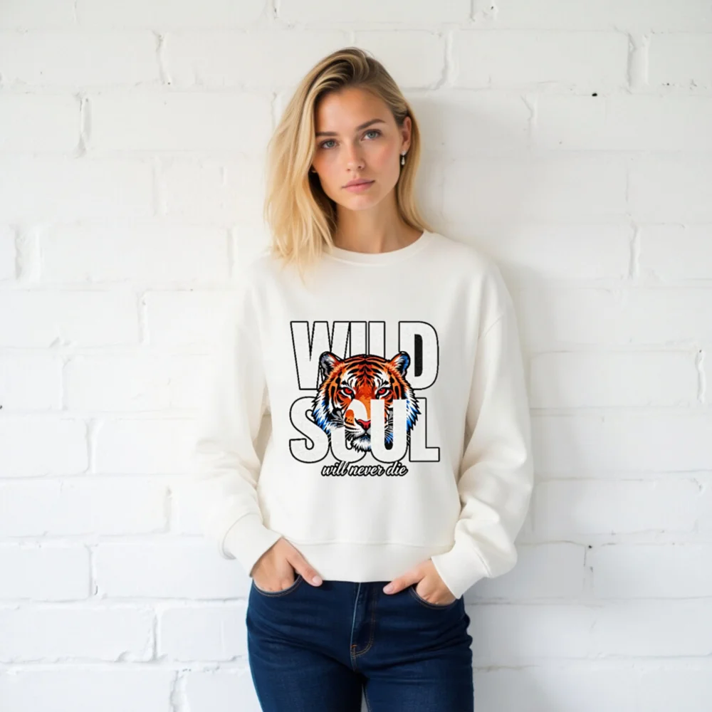 Wild Soul Tiger Print Unisex Organic Cotton Sweatshirt - Image 2
