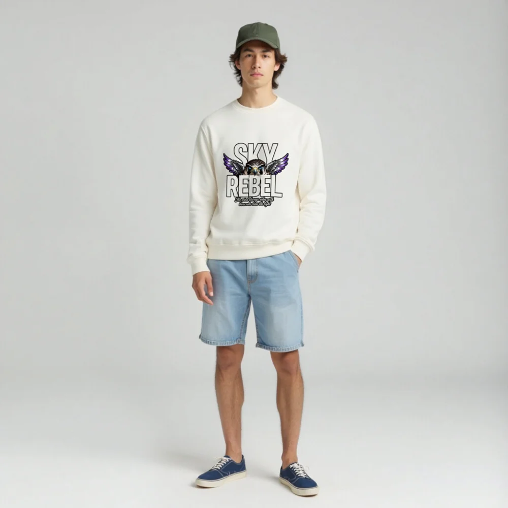 Sky Rebel Unisex Organic Cotton Sweatshirt – Eco-Friendly Hoodie with Falcon Graphic - Image 3
