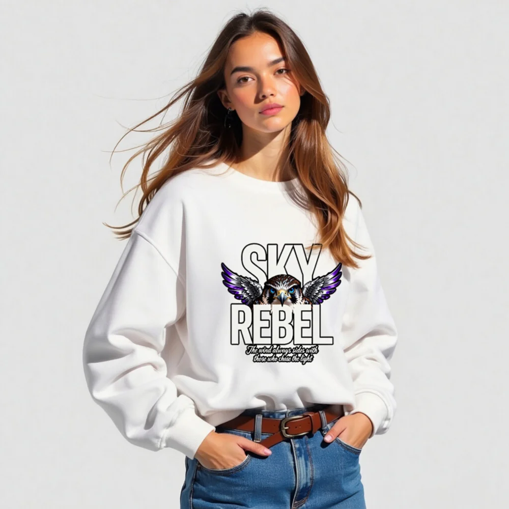 Sky Rebel Unisex Organic Cotton Sweatshirt – Eco-Friendly Hoodie with Falcon Graphic - Image 5
