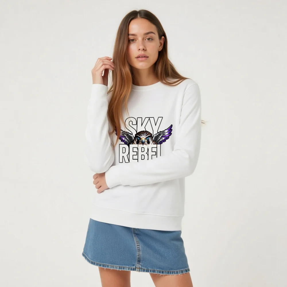 Sky Rebel Unisex Organic Cotton Sweatshirt – Eco-Friendly Hoodie with Falcon Graphic - Image 8