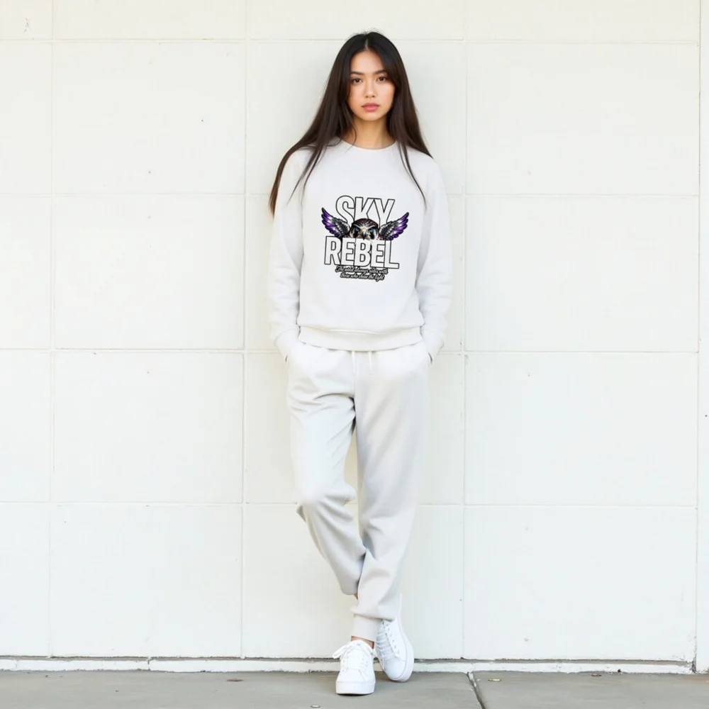 Sky Rebel Unisex Organic Cotton Sweatshirt – Eco-Friendly Hoodie with Falcon Graphic - Image 9