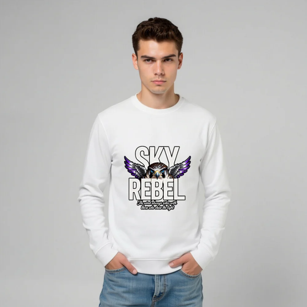 Sky Rebel Unisex Organic Cotton Sweatshirt – Eco-Friendly Hoodie with Falcon Graphic - Image 10