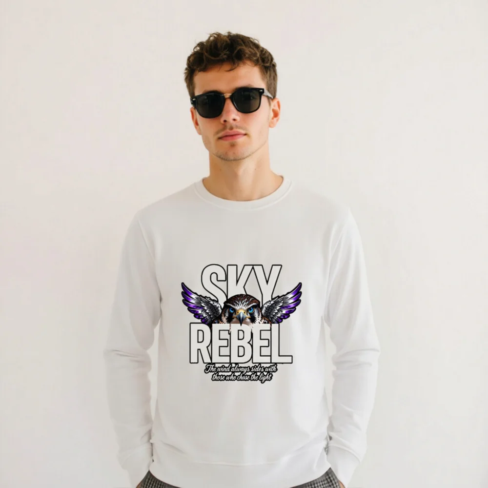 Sky Rebel Unisex Organic Cotton Sweatshirt – Eco-Friendly Hoodie with Falcon Graphic - Image 11