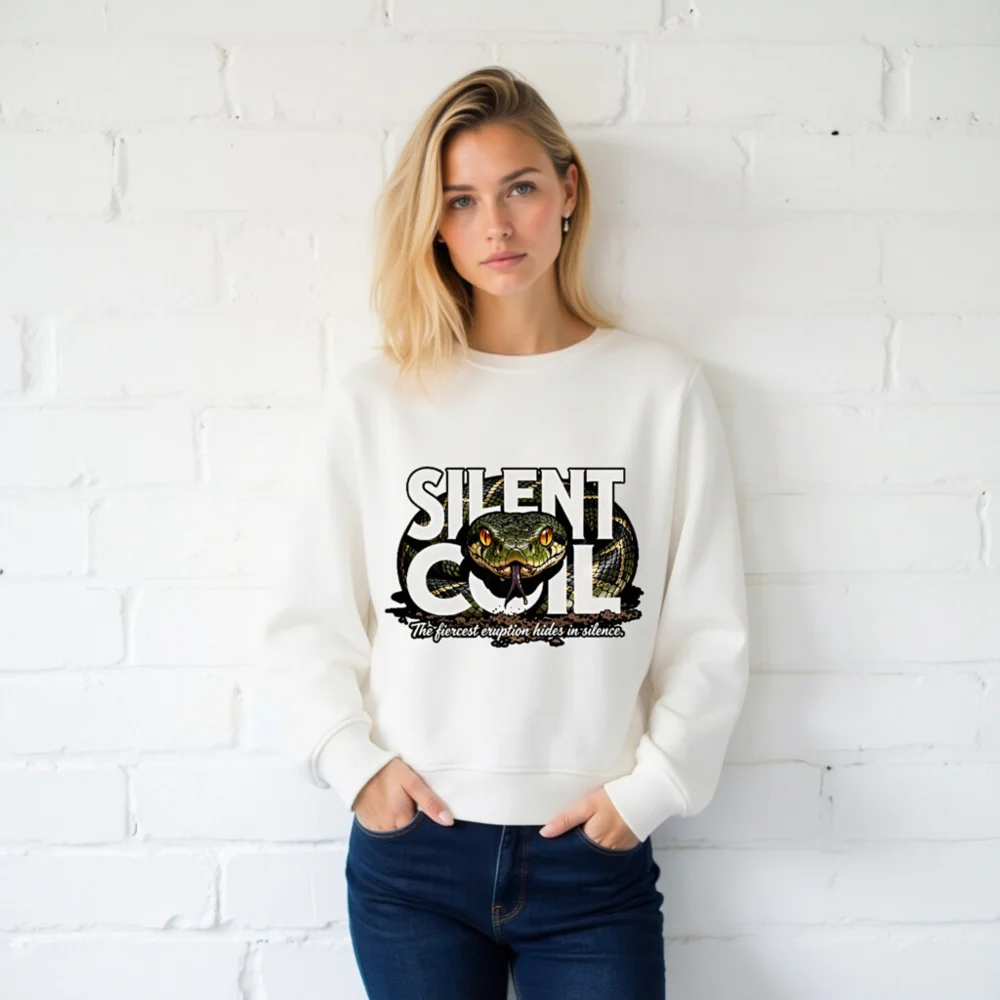 Silent Coil Unisex Organic Cotton Sweatshirt - Snake Graphic Hoodie - Image 2