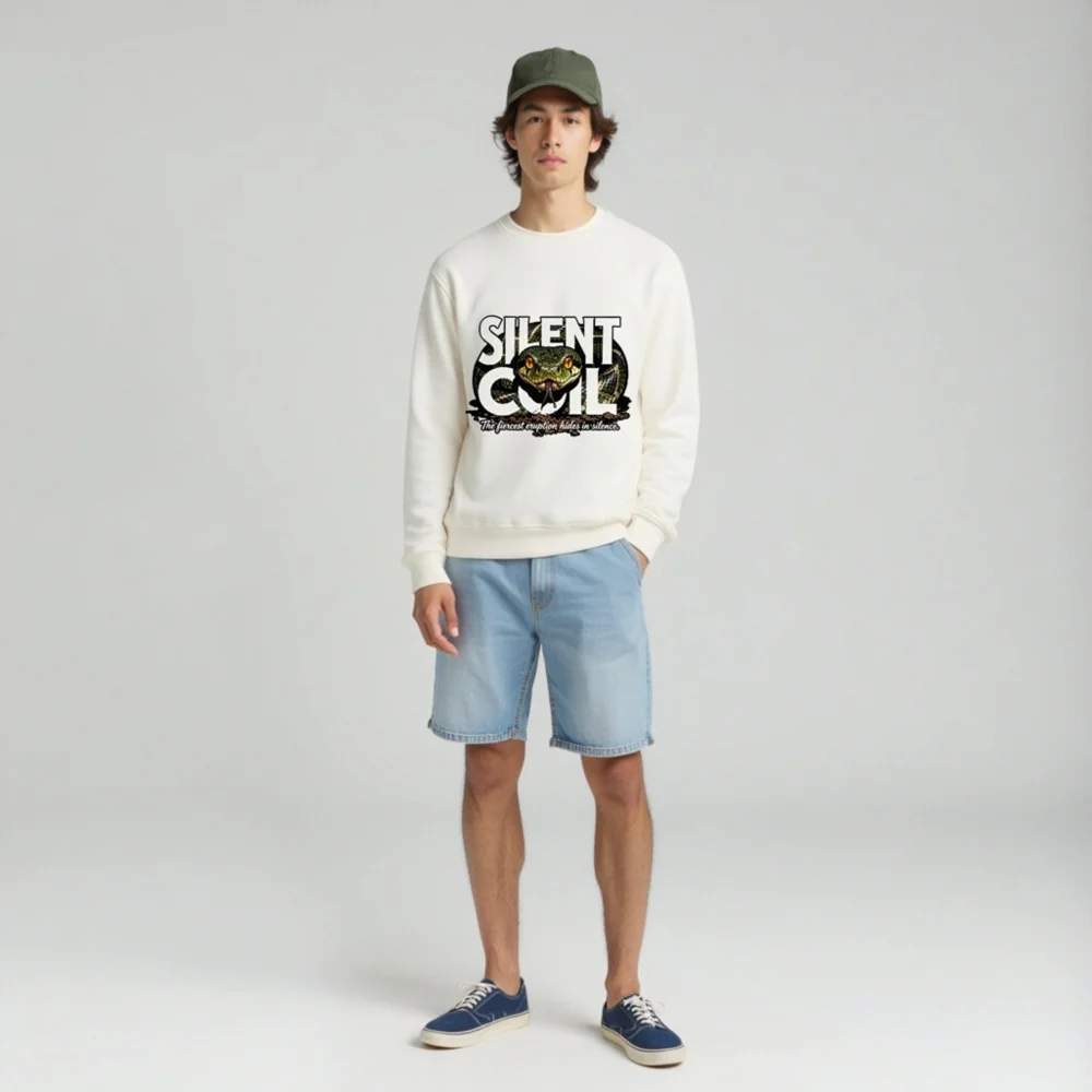 Silent Coil Unisex Organic Cotton Sweatshirt - Snake Graphic Hoodie - Image 3