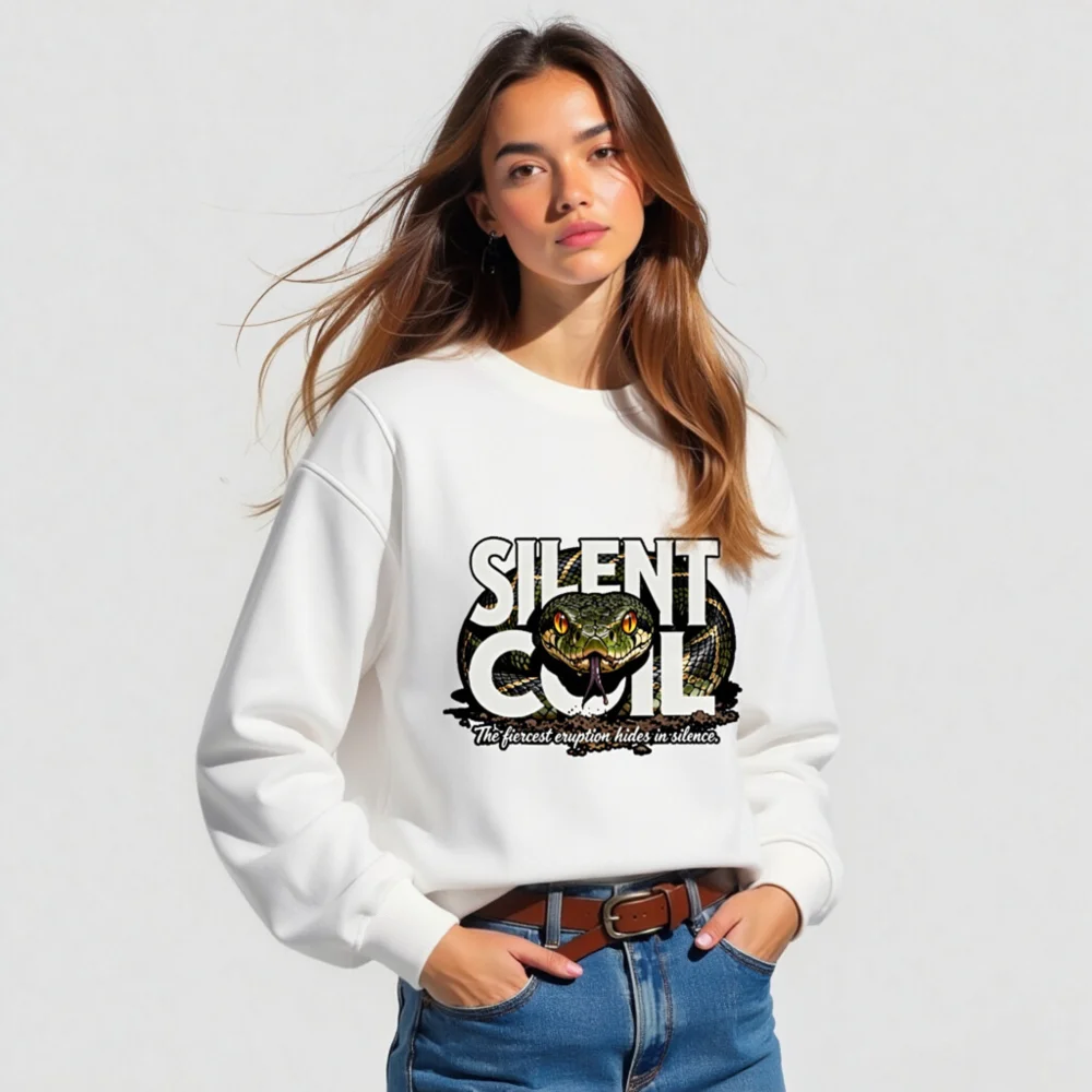 Silent Coil Unisex Organic Cotton Sweatshirt - Snake Graphic Hoodie - Image 5
