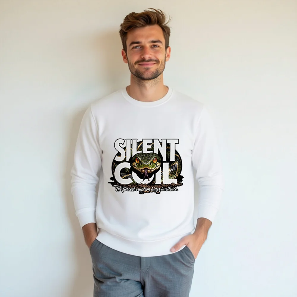 Silent Coil Unisex Organic Cotton Sweatshirt - Snake Graphic Hoodie - Image 7