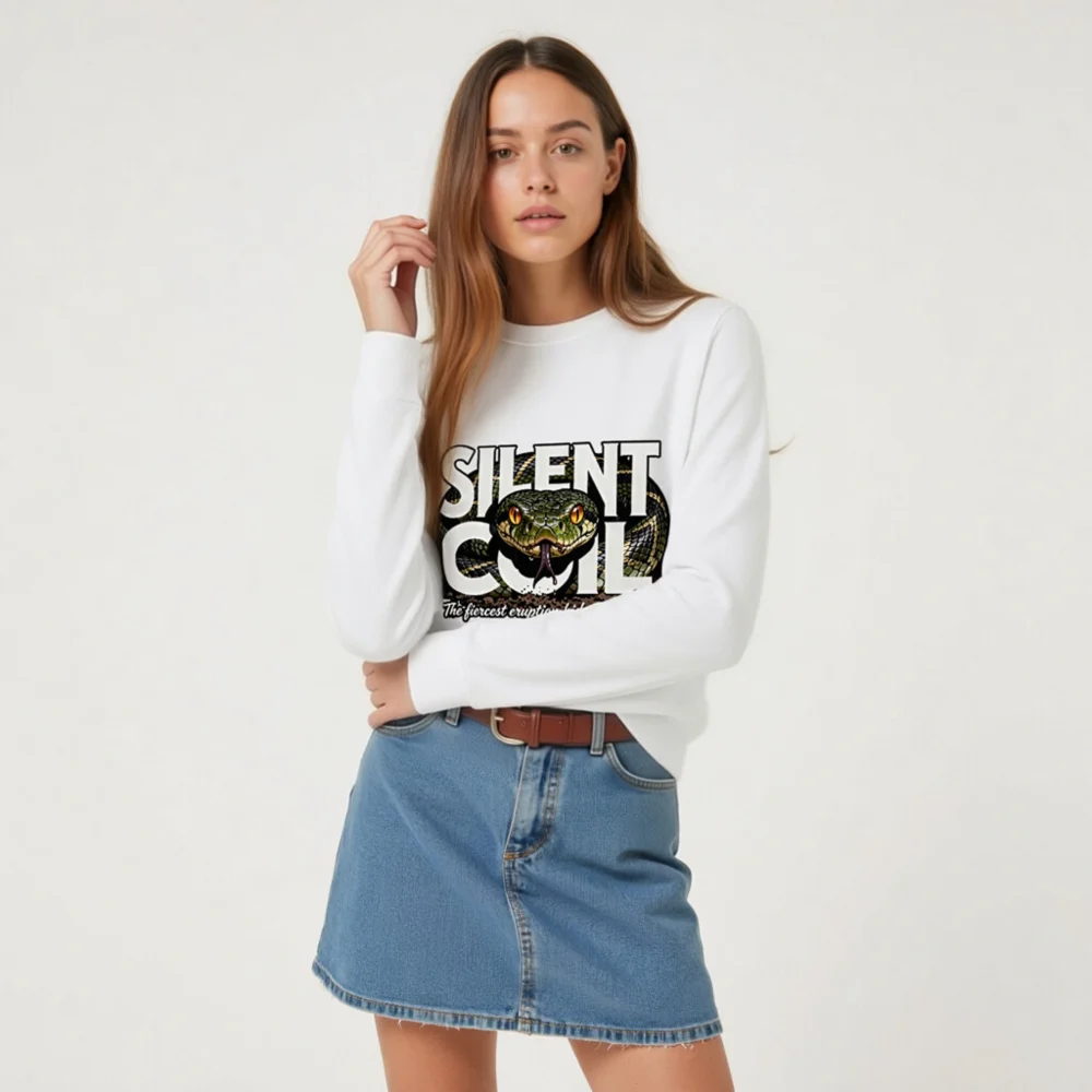 Silent Coil Unisex Organic Cotton Sweatshirt - Snake Graphic Hoodie - Image 8