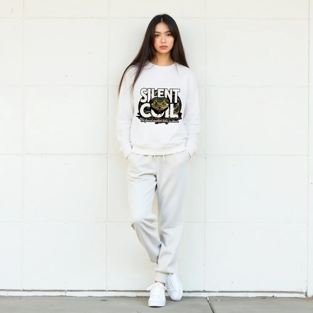 Silent Coil Unisex Organic Cotton Sweatshirt - Snake Graphic Hoodie - Image 9