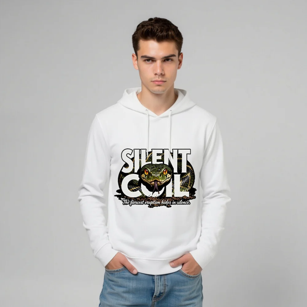 Silent Coil Unisex Organic Cotton Sweatshirt - Snake Graphic Hoodie - Image 10