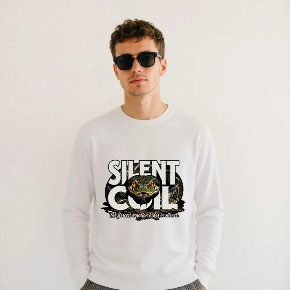 Silent Coil Unisex Organic Cotton Sweatshirt - Snake Graphic Hoodie - Image 11