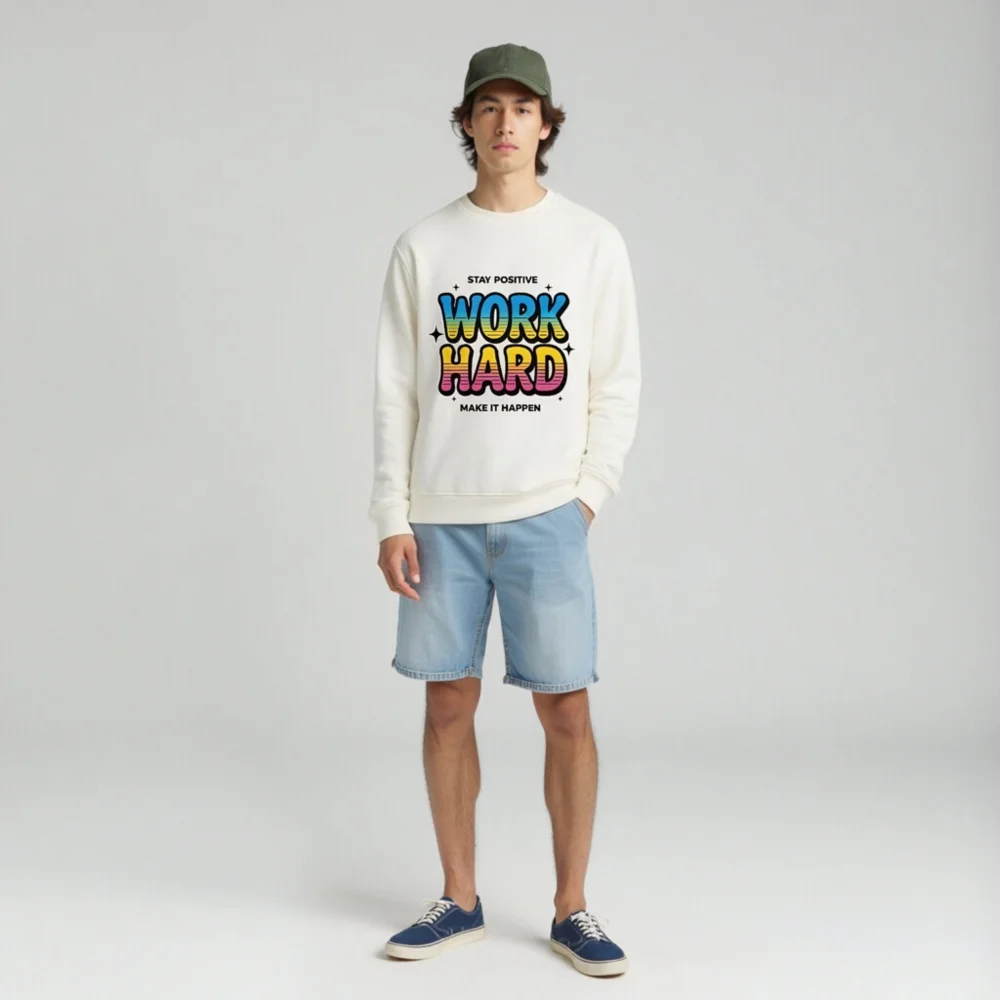 Work Hard Stay Positive Sweatshirt - Unisex Organic Cotton - Image 3