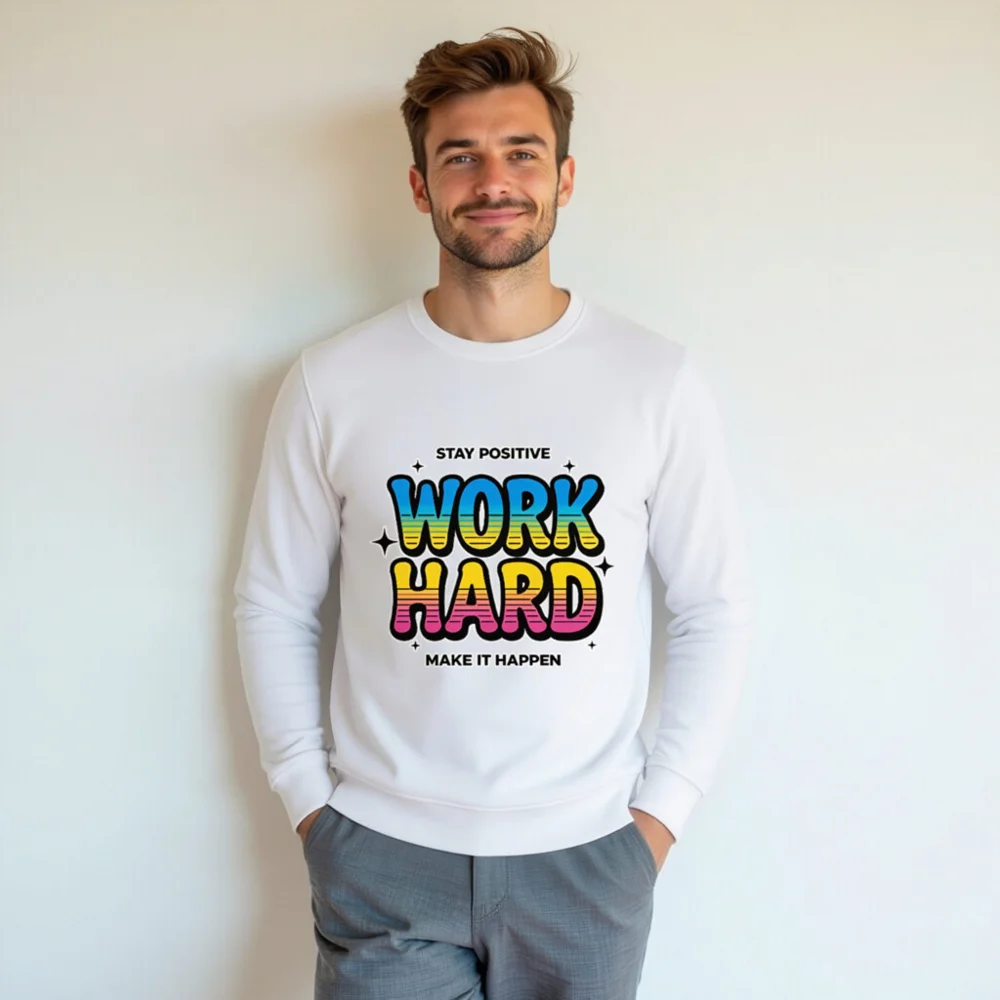 Work Hard Stay Positive Sweatshirt - Unisex Organic Cotton - Image 7