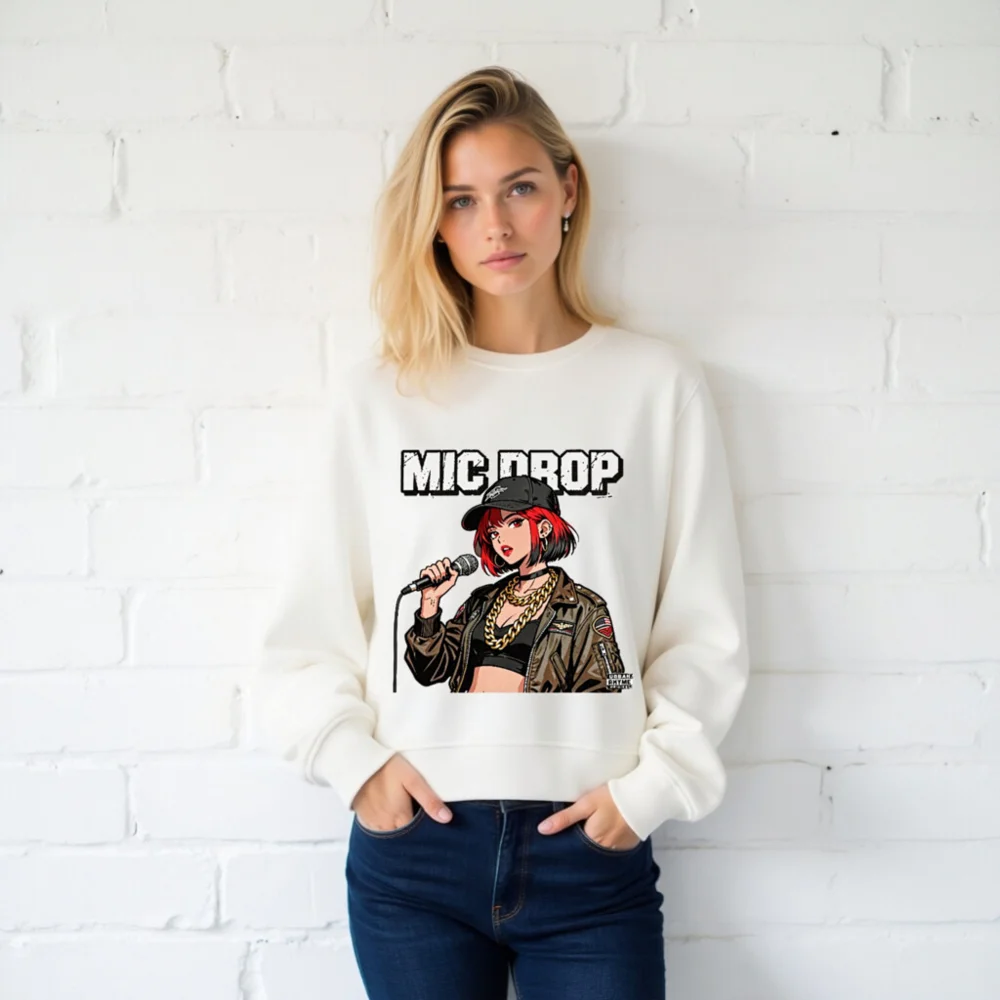 Mic Drop Unisex Organic Cotton Sweatshirt - Urban Rhyme - Image 2