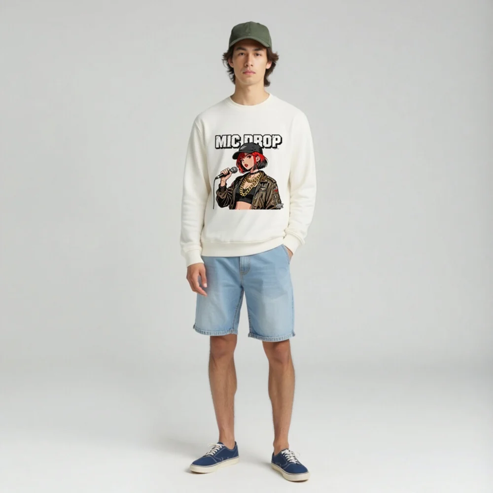 Mic Drop Unisex Organic Cotton Sweatshirt - Urban Rhyme - Image 3