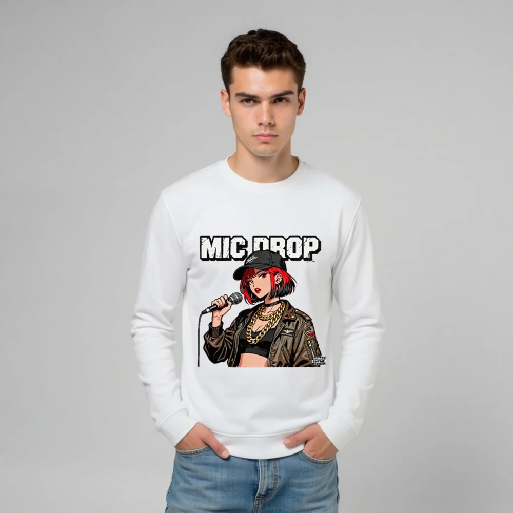 Mic Drop Unisex Organic Cotton Sweatshirt - Urban Rhyme - Image 10