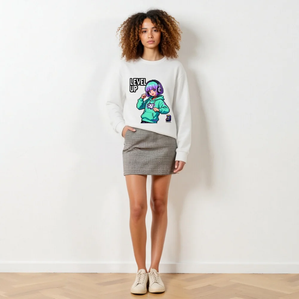 Level Up Pixel Gamer Sweatshirt – Unisex Organic Cotton Hoodie - Image 6