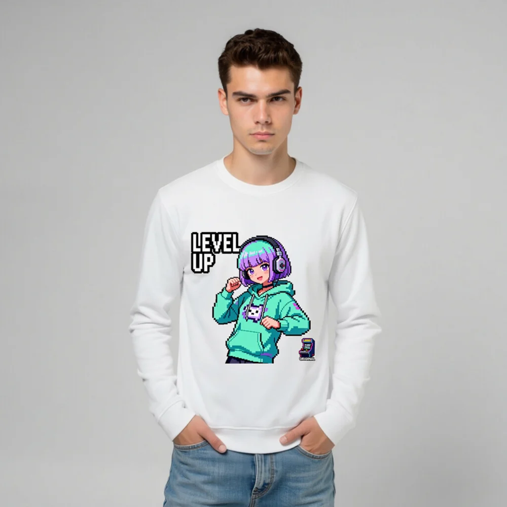 Level Up Pixel Gamer Sweatshirt – Unisex Organic Cotton Hoodie - Image 10