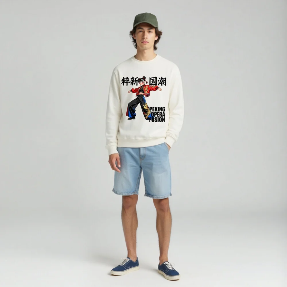 Unisex Organic Sweatshirt – Peking Opera Fusion Art Design - Image 3