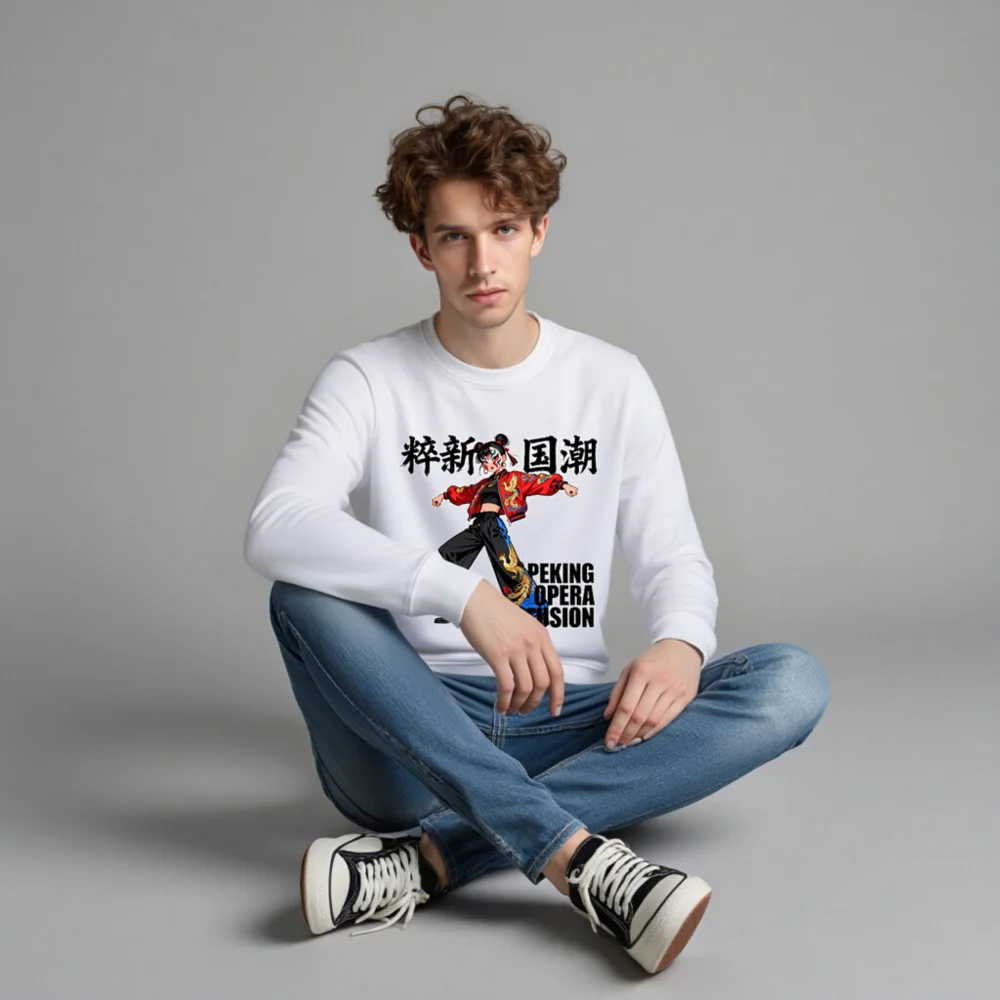 Unisex Organic Sweatshirt – Peking Opera Fusion Art Design - Image 4