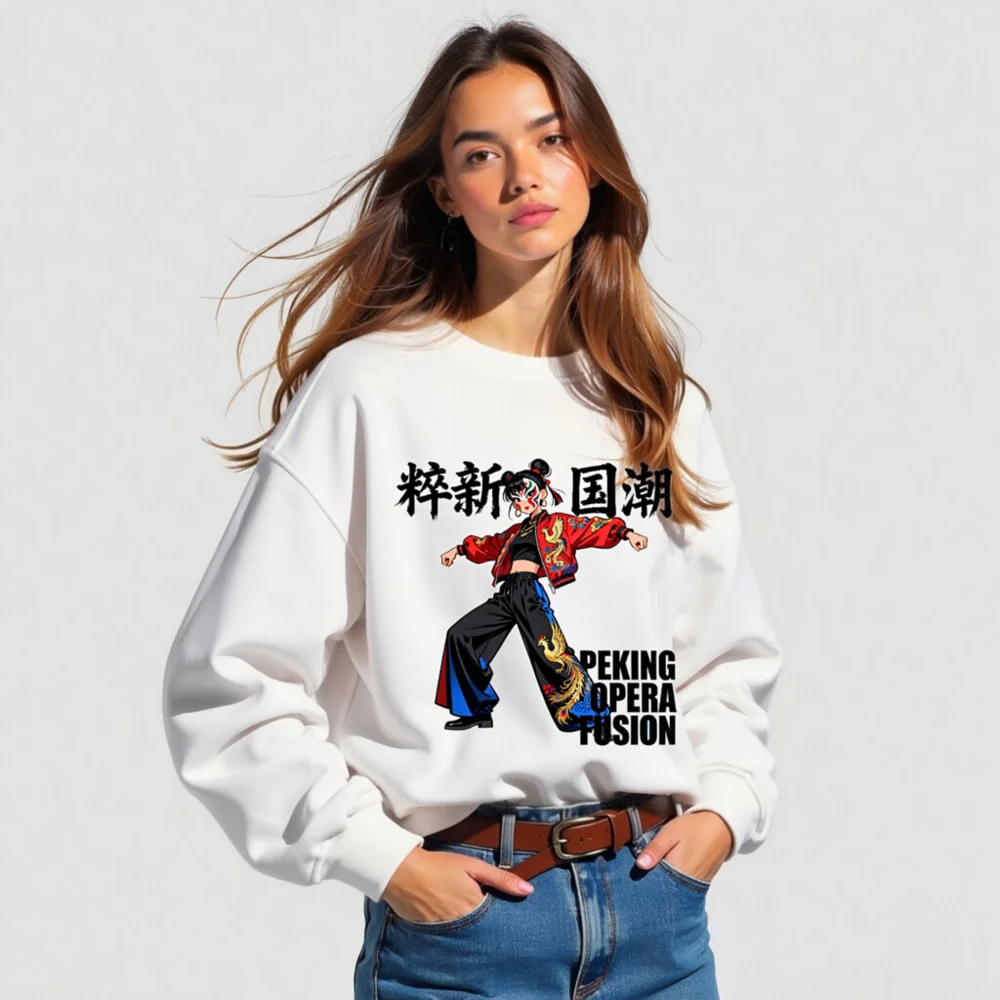 Unisex Organic Sweatshirt – Peking Opera Fusion Art Design - Image 5