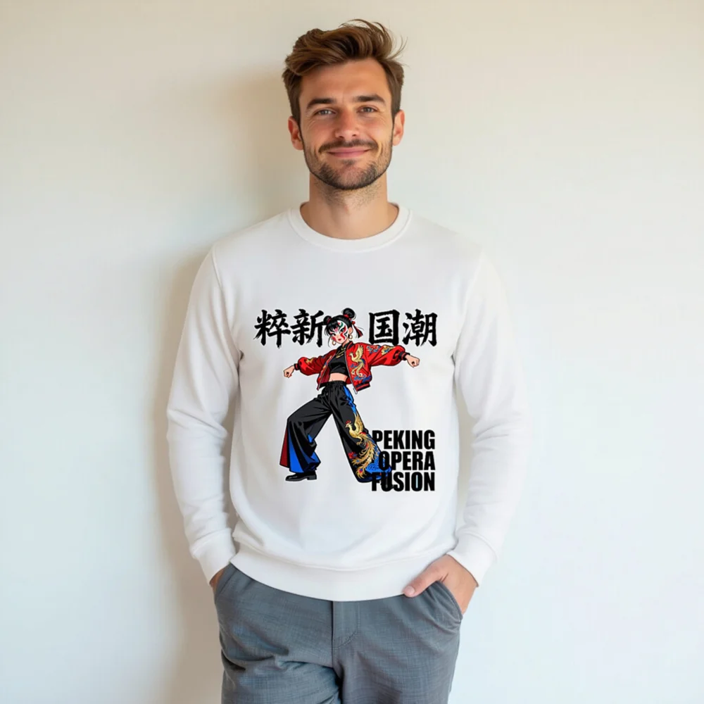 Unisex Organic Sweatshirt – Peking Opera Fusion Art Design - Image 7