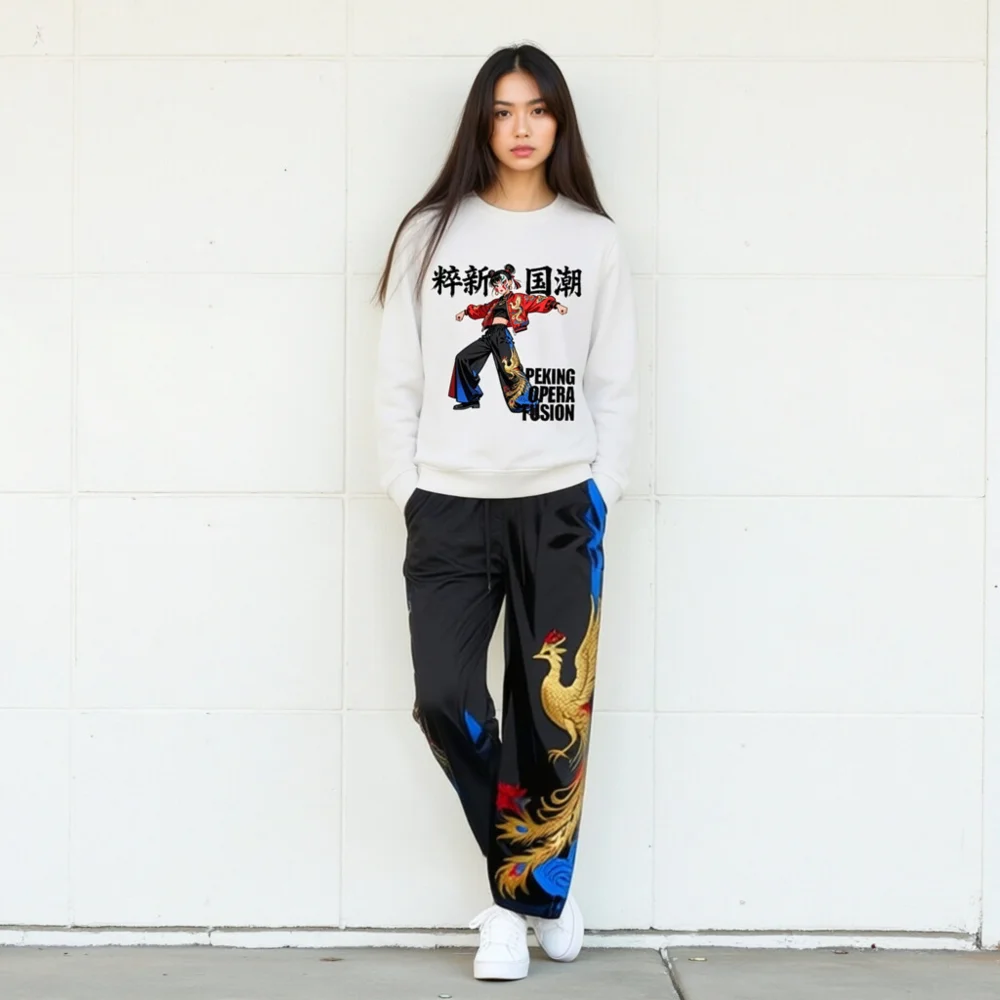 Unisex Organic Sweatshirt – Peking Opera Fusion Art Design - Image 9