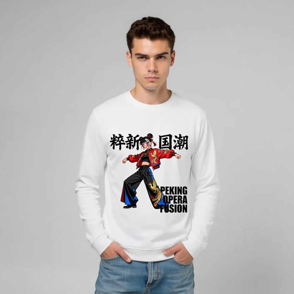 Unisex Organic Sweatshirt – Peking Opera Fusion Art Design - Image 10