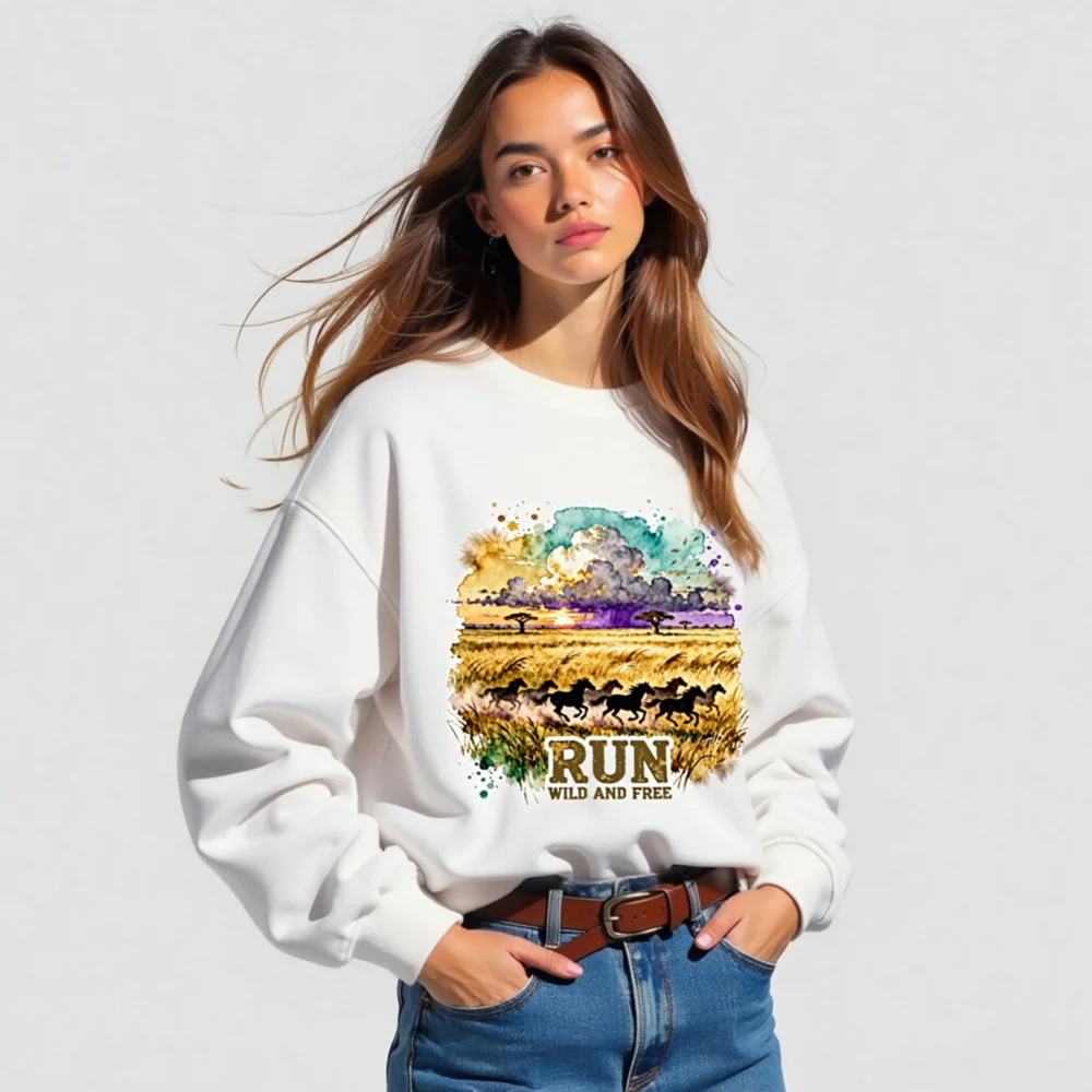 Organic Cotton Sweatshirt for Men & Women – Run Wild and Free Graphic - Image 5