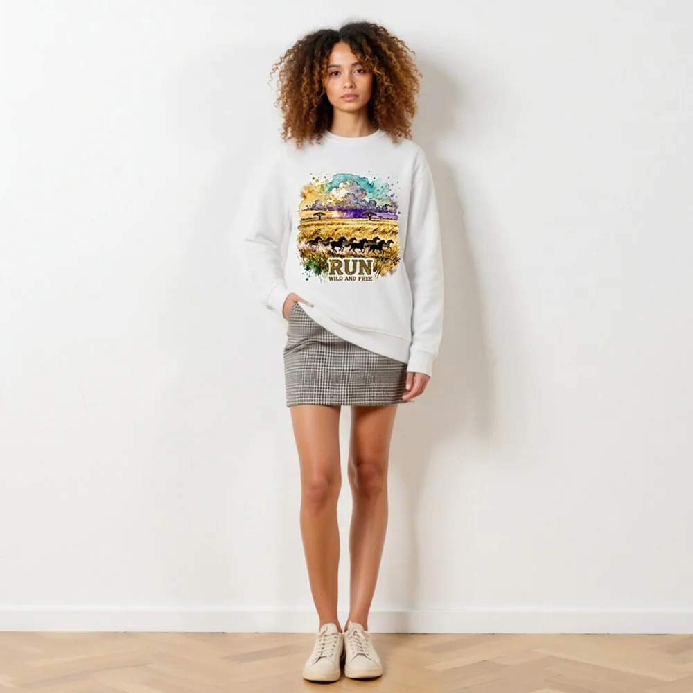 Organic Cotton Sweatshirt for Men & Women – Run Wild and Free Graphic - Image 6