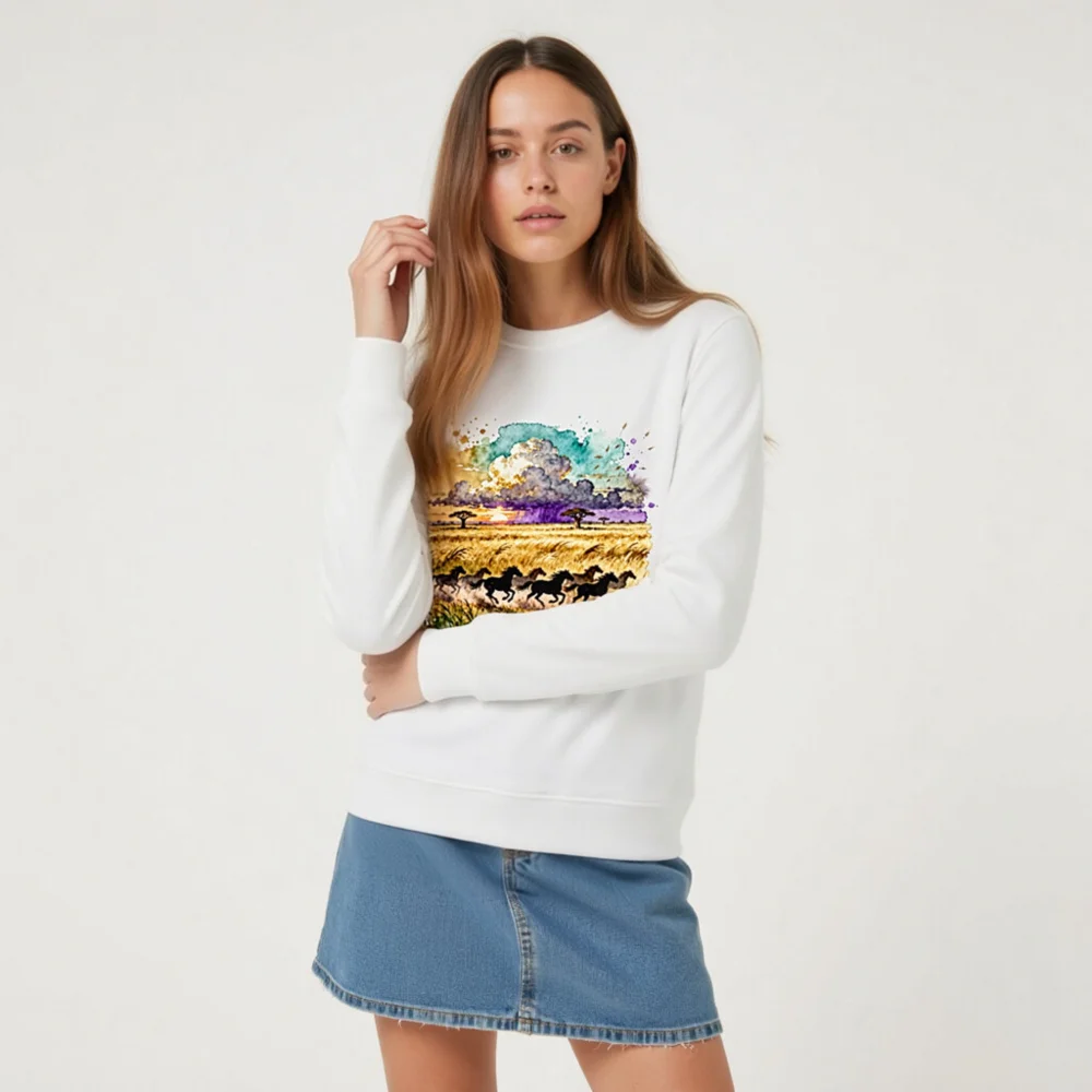 Organic Cotton Sweatshirt for Men & Women – Run Wild and Free Graphic - Image 8