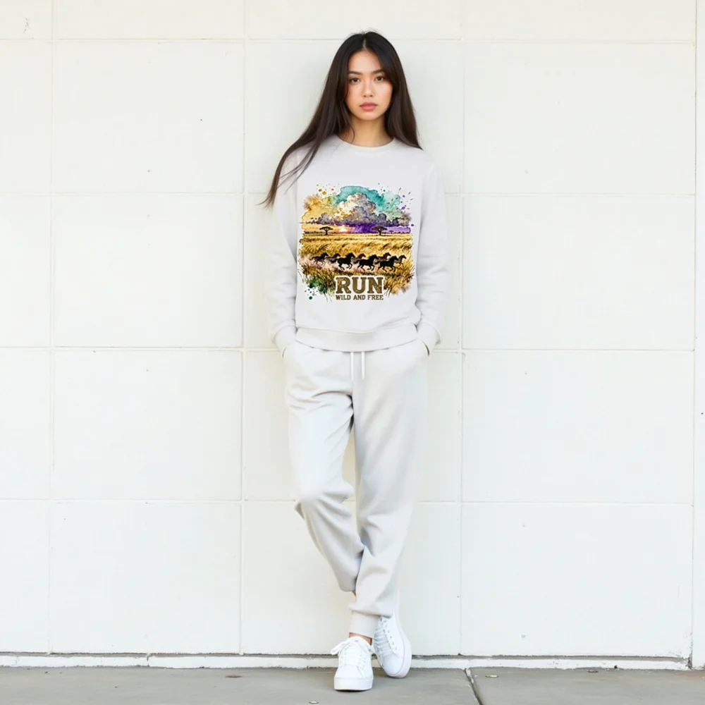 Organic Cotton Sweatshirt for Men & Women – Run Wild and Free Graphic - Image 9