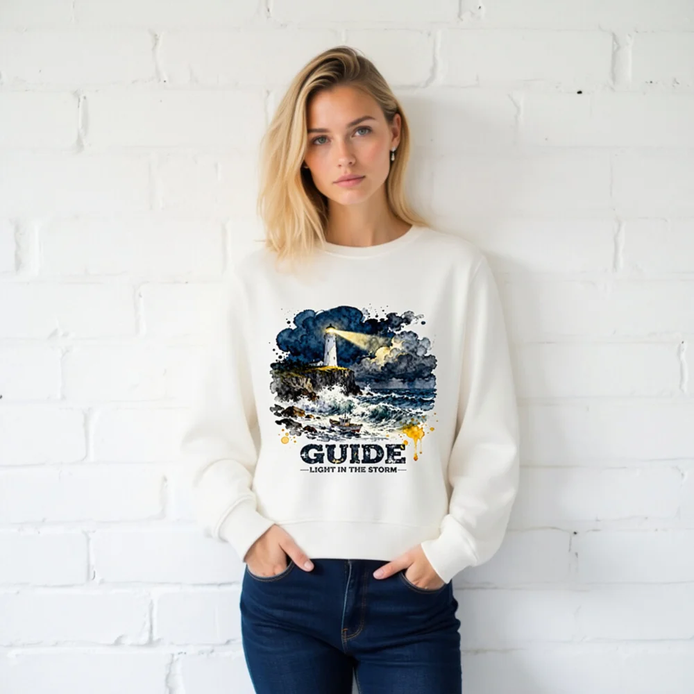 Organic Cotton Sweatshirt – Lighthouse 'Guide: Light in the Storm' Unisex - Image 2