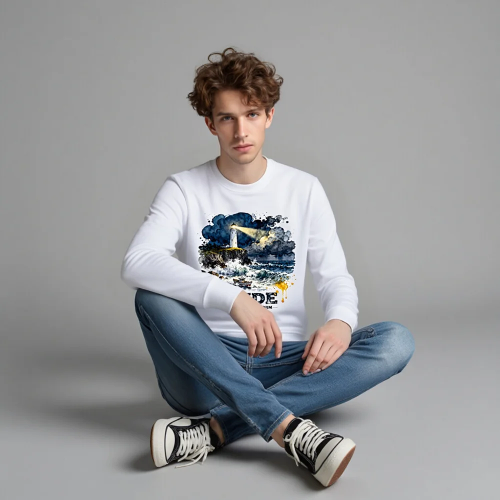 Organic Cotton Sweatshirt – Lighthouse 'Guide: Light in the Storm' Unisex - Image 4