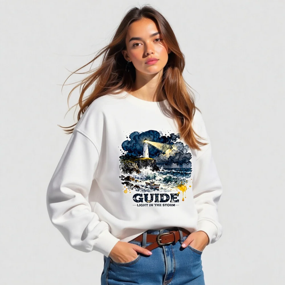 Organic Cotton Sweatshirt – Lighthouse 'Guide: Light in the Storm' Unisex - Image 5