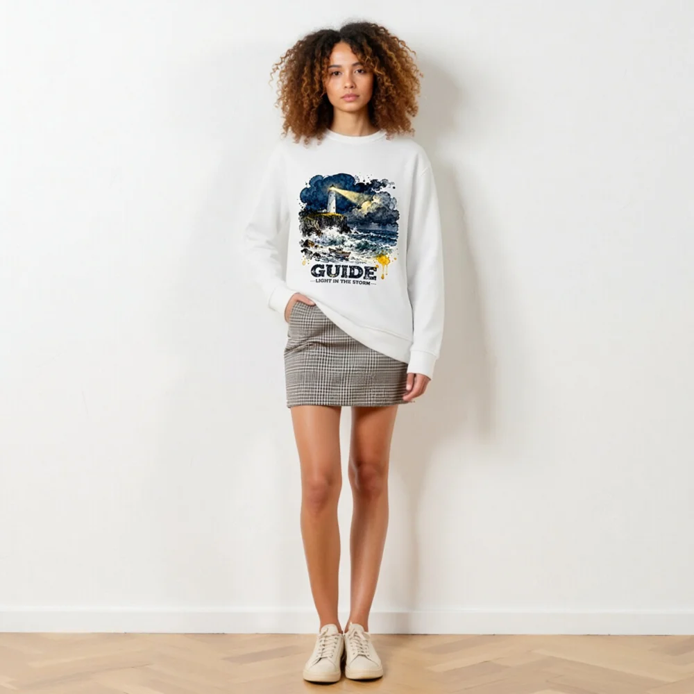 Organic Cotton Sweatshirt – Lighthouse 'Guide: Light in the Storm' Unisex - Image 6