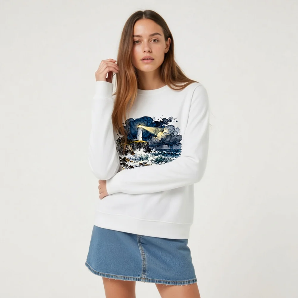 Organic Cotton Sweatshirt – Lighthouse 'Guide: Light in the Storm' Unisex - Image 8