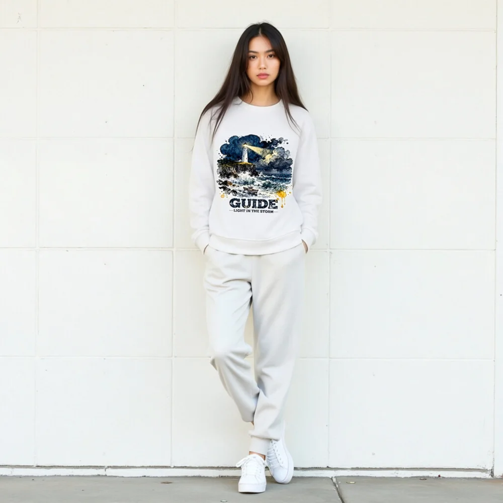 Organic Cotton Sweatshirt – Lighthouse 'Guide: Light in the Storm' Unisex - Image 9