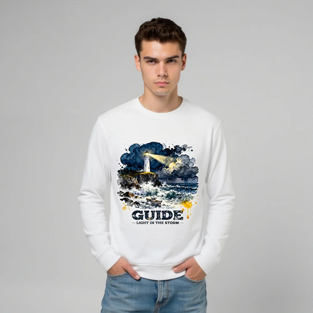Organic Cotton Sweatshirt – Lighthouse 'Guide: Light in the Storm' Unisex - Image 10
