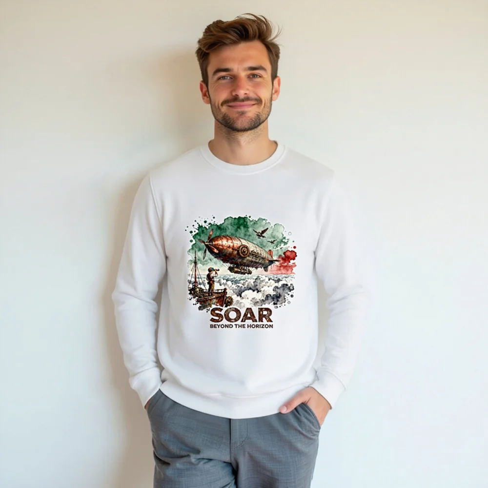 Steampunk Airship Sweatshirt – Unisex Organic Cotton Pullover - Image 7